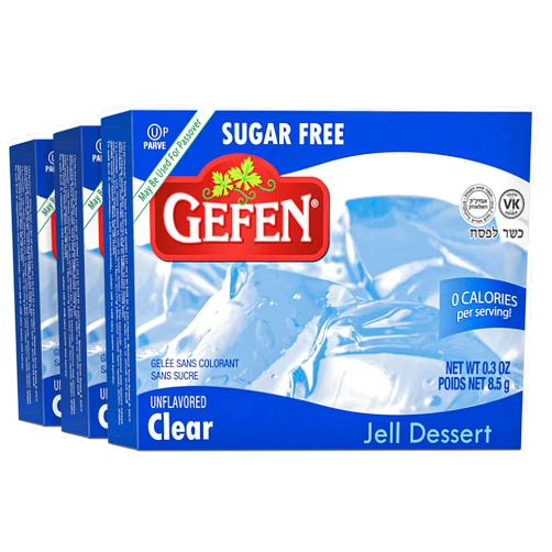 Gefen Sugar Free Clear Unflavored .3oz (3 Pack) | Fish Free & Meat Free, Vegan Friendly, Easy to Prepare, Kosher for Passover