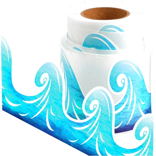 Clabby Ocean Waves Bulletin Board Border Self Adhesive Blue Turquoise Bulletin Board Trim Paper Ocean Beach Classroom Decorations Waterproof Back to School Office Chalkboard Decor, 49.2 Feet