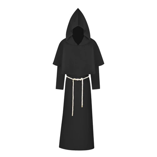 HGps8w Unisex Halloween Costume Medieval Hooded Cloak Retro Gothic Dark Priest Witch Cosplay Outfits for Women Men