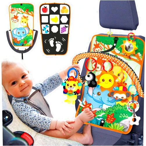 Innofans Baby Car Seat Toy with Music, Mirror, Animals - Portable Infant Travel Activities and Sensory Stroller Toys