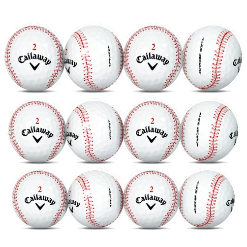 GBM GOLF BALL MANUFACTURERS GBM Callaway Chrome Soft Certified Refinished Baseball Golf Balls - 12 Pack - Designed with Stitching Pattern - Par-FECT for Any Golf Outing!