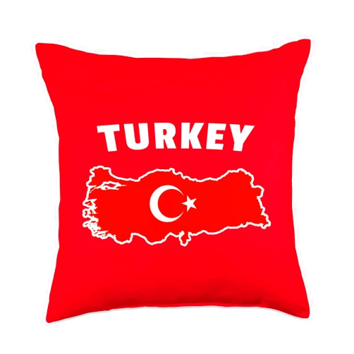 National Flags & Roots Proud Heritage Gifts Turkey Map & Flag Proud Turkish Flag Men Women Kids Throw Pillow, 18x18, Multicolor