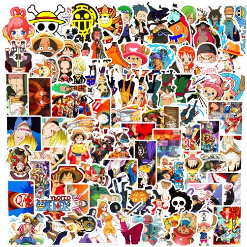 Xcc&Xwl 100pcs Anime Stickers for One-Piec Cartoon Stickers Decal for Water Bottle Laptop Skateboard Luggage Car Bumper Anime Cartoon Sticker Pack for Kids Teens Adults
