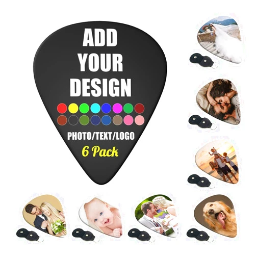 AMAPARK Custom Guitar Picks 6-pack Personalized Add Your Own Photo Text Name Image Guitar Accessories Great Gifts for Men, Dad, Acoustic Guitar, Electric Guitar, Bass, Ukulele, 0.71mm