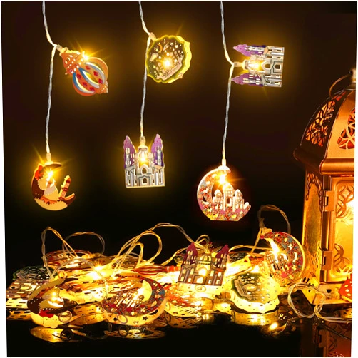ANPHSIN Ramadan Eid String Light- 9.8ft 20LEDs Panited Eid Moon Star Kerosene Lantern Lamp Mubarak Islam 5 Patterns Decorative Indoor Lights for Muslim Islamic Home Garden Patio Decor Supplies