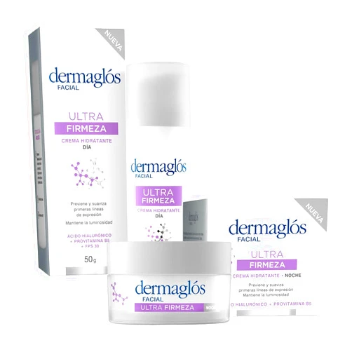 Dermaglós ultra firm skin care Day & Night cream - wrinkle reducer - Hyaluronic acid - FPS 30 - peptides - Each cream contains 1.76 oz / 50 Gr