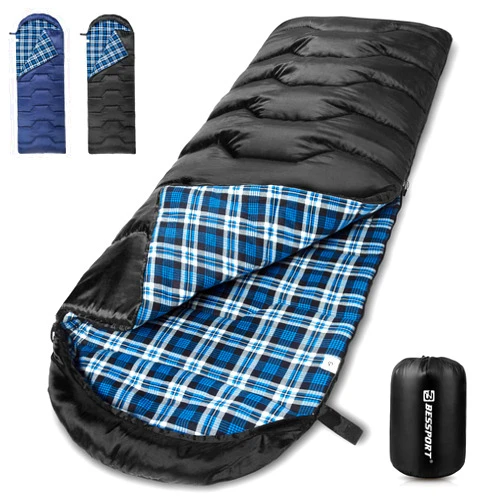 Bessport Sleeping Bag Winter | Flannel Lined 18℉ - 32℉ Extreme 3-4 Season Warm & Cool Weather Adult Sleeping Bags Large | Lightweight, Waterproof for Camping, Backpacking, Hiking