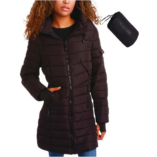 Steve Madden Women's Winter Coat - Packable Long Length Quilted Puffer Parka Coat - Hooded Outerwear Jacket for Women, S-XL