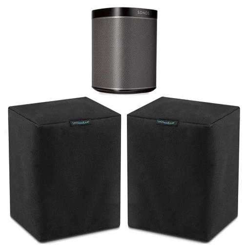 SoundCover Two Black Heavy Duty 600D Outdoor Sonos Speaker Covers - Protection for Your Sonos Play:1, Sonos One & Sonos One SL Speakers - Fits Wall Mounted Speakers