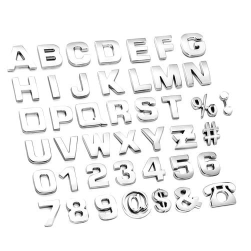 Lamoutor 43Pcs Car Emblem Letters Sticker DIY 3D Chrome Number Symbol Badge Decal
