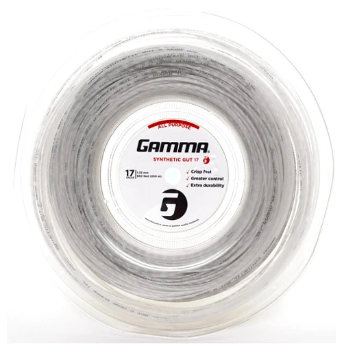 Gamma Synthetic Gut Series Tennis Racket String - Balance Of Playability And Extra Durability For All Playing Levels & Styles - 16, 17 or 18 Gauge (Black, Gold, Optic Yellow, Red, Royal Blue, White)