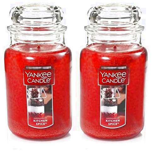 Yankee Candle Kitchen Spice Scented, Classic 22oz Large Jar, Single Wick, Over 110 Hours of Burn Time, Ideal for Home and Celebrations (Pack of 2)