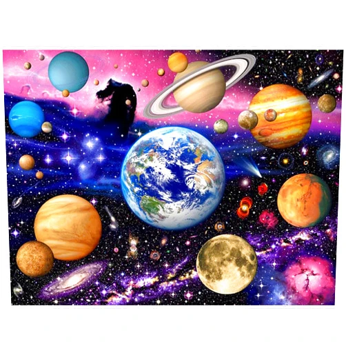 Lxmsja 5D Solar System Planet Full Drill Diamond Art Painting by Number Kits for Adults, Diamond Art Kits, DIY Gem Dots Arts Crafts Home Decor 16x12inch
