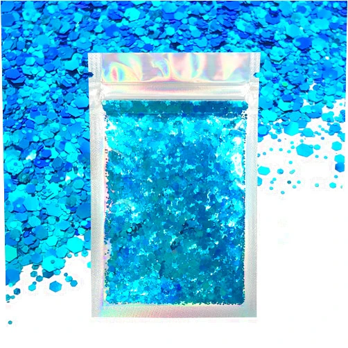 Electric Bliss Beauty Blue Face & Body Glitter - Cosmetic Grade Chunky Glitter - Color Shift - Uses Include: Festivals, Raves, Face, Body, Nails, Resin, Arts, Crafts, Resin, Tumblers, Bath Bombs - Solvent Resistant