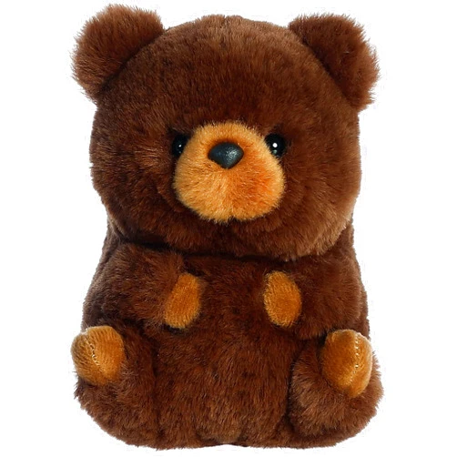 Aurora® Round Rolly Pet™ Brambles Brown Bear™ Stuffed Animal - Adorable Companions - On-The-Go Fun - Brown 5 Inches
