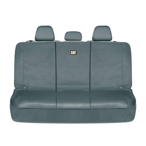CAT® Flexfit™ Back Seat Cover for Cars Trucks SUV, Zipper Split Rear Bench Protector with Durable Canvas Material, Interior Cover in Gray