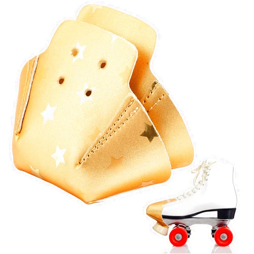 Geyoga 2 Pieces Roller Skate Toe Guards Artificial Leather Toe Guards Protectors for Quad Roller Skate (Glitter Gold,Star Pattern)