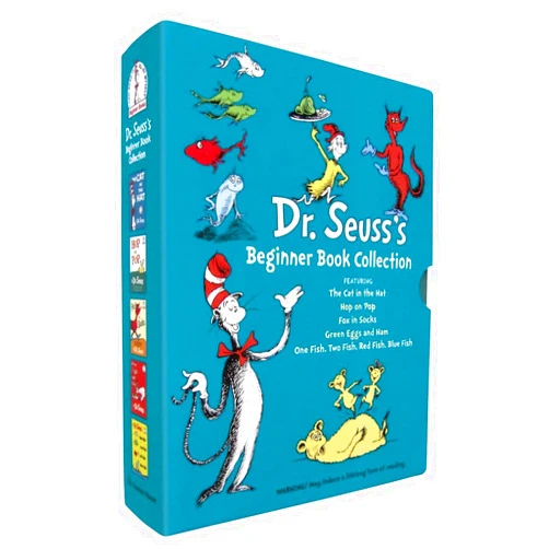 Dr. Seuss's Beginner Book Boxed Set Collection: The Cat in the Hat; One Fish Two Fish Red Fish Blue Fish; Green Eggs and Ham; Hop on Pop; Fox in Socks