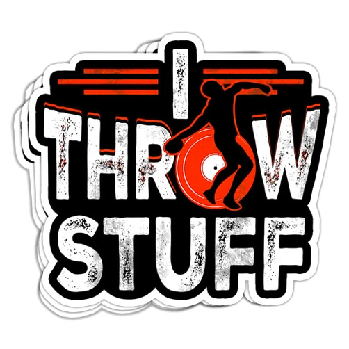 MAIANEY I Throw Stuff Sticker Shot Put Discus Track and Field Thrower Sticker Discus Track and Field Athlete Throwers Gifts Decorations for Car Laptop Helmet Water Bottle Tumbler Phone