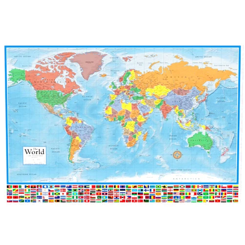 24x36 World Classic Elite Wall Map Laminated Flags of the World
