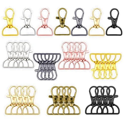 Hotop 35 Pieces Swivel Clasps with D Rings Lanyard Snap Hooks Keychain Clip Hook Metal Lobster Claw Clasps for Lanyard Key Rings Crafting Purse Sewing Projects (Multiple Colors,25 mm), MY-Hotop-12345
