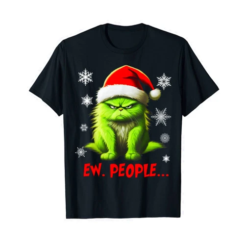 Christmas Cat Lover Tees And Co Funny Christmas Cat Ew People Meowy Cat Lovers Men Women Kid T-Shirt