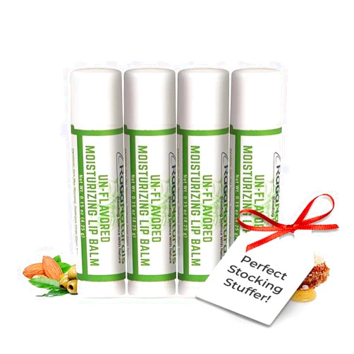 RaGaNaturals Natural Unscented Lip Balm - Original Beeswax, Shea Butter, Jojoba Oil, Vitamin E - 4 Pack Unflavored Chapstick for Dry & Cracked Lips - Christmas Stocking Stuffers - Handmade in USA