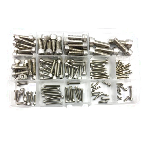 HVAZI 135pcs Metric M2.5 M3 M4 M5 M6 M8 304 Stainless Steel Hex Socket Head Cap Screws Assortment Kit