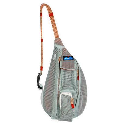 KAVU Mini Beach Rope Bag Mesh Crossbody Sling Backpack - Cool Aqua