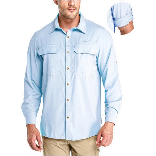33,000ft Men's Long Sleeve Sun Protection Shirt UPF 50+ UV Quick Dry Cooling Fishing Shirts for Travel Safari Camping Hiking