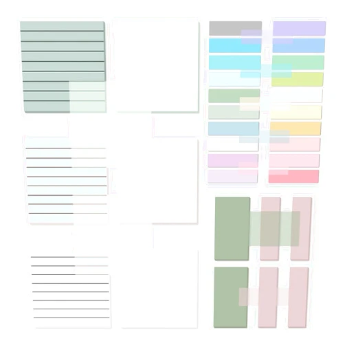 Temiary 1000 Sheets Transparent Pastel Sticky Notes with Lines, 3 x 3 inch Clear Sticky Note Waterproof See Through Memo Pad, Translucent Writable Index Book Tabs for Annotating Supplies