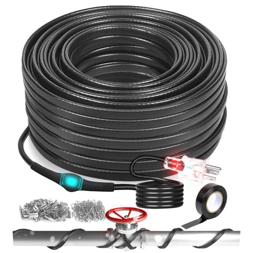 WABUPD 3FT-160FT Heat Tape for Water Pipes, -40F Deicing Pipe Heating Cable with Thermostat, 120V 8W/ft(140FT)