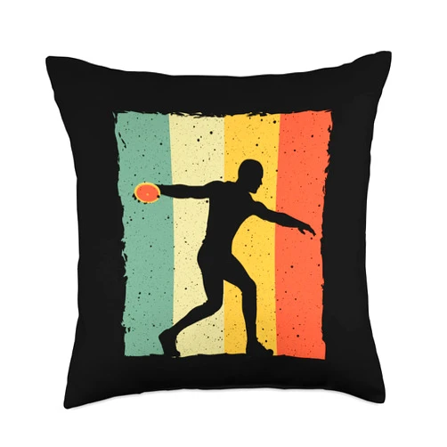 Best Discus Thrower Gift Track And Field Sports Funny Design Discuss Track and Field Throw Pillow, 18x18, Multicolor