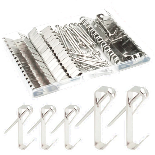 Taezn Picture Hangers, 100 Pieces Picture Hanging Kits Including 30lb/50lb Picture Hanging Hooks, 2 Sizes Professional Picture Hooks with Nails for Drywall Wooden Wall (Silver)