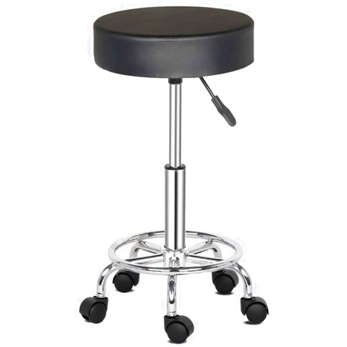 Generic Round Stool Ha Ha Feet Rotation Bar Stool Black,Semi-PU Leather SGS Certified air bar Styling Cotton 8cm Thickness Nylon Wheel 150kg
