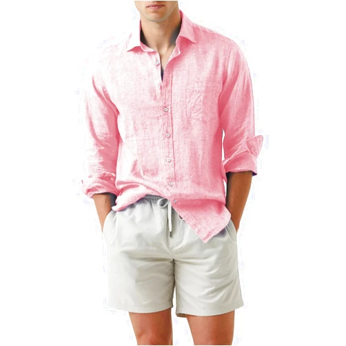 JMIERR Mens Cotton Linen Casual Stylish Button Down Shirt Long Sleeve Dress Shirts