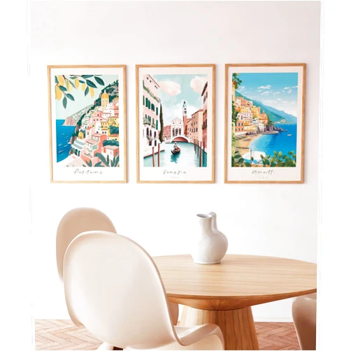 Tanmart Italy Amalfi Coast Wall Art Italian City Canvas Wall Decor Italy Travel Landscape Wall Art Posters Blue Venice Beach Painting Pictures Italian Modern Artwork for Home 12x16 Inch Unframed Set of 3