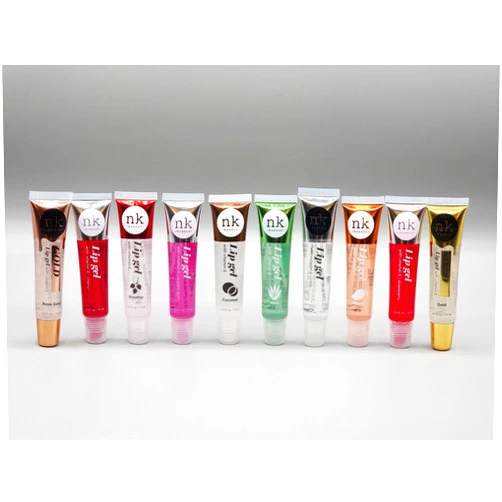 NICKA K NEW YORK 10 PACK!! nicka k New York Lip Gel with Vitamin E (Gold, Rose Gold, Bubble Gum, Cherry, Strawberry, Aloe, Coconut, Mango, Rosehip & Clear)