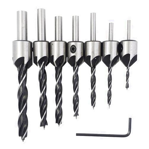 Yakamoz 7Pcs HSS Countersink Drill Bits Set High Speed Steel Counter Sink Bit for Wood Carpentry Reamer Woodworking Tool