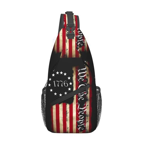 SEOCKA America 1776 American Flag We The People Chest Sling Bag Crossbody Shoulder Backpack Bag Gym Cycling Daypack Travel Hiking Cross Bag