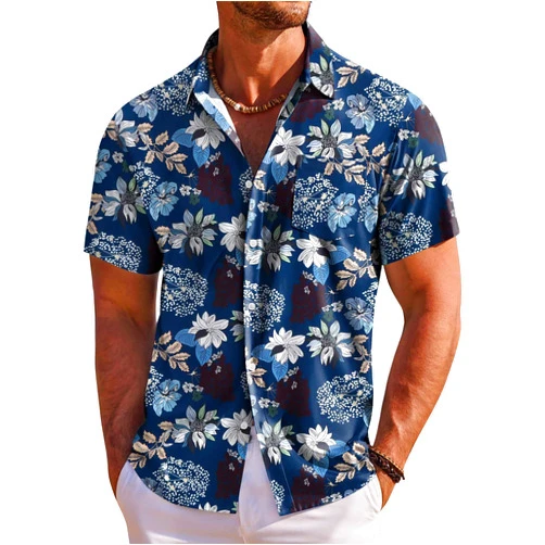 COOFANDY Men's Hawaiian Shirt Short Sleeve Floral Button Down Shirts Tropical Holiday Beach Shirts