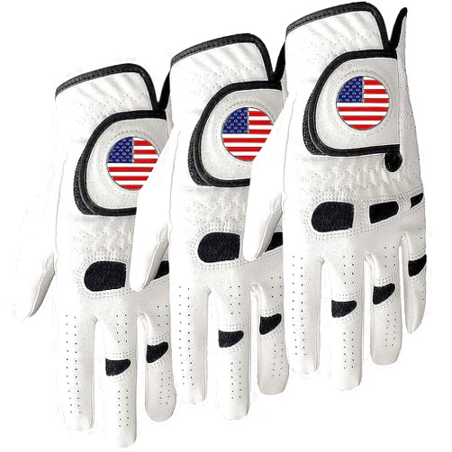 Amy Sport Golf Gloves Men Left Hand Right Handed Golfer 3 Pack with Ball Marker Soft Leather Weathersof Grip Mens Glove Size S M ML L XL XXL 3XL