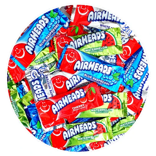THE HAMPTON CANDY COMPANY Airheads Candy Mini Bars, Assorted Flavors, 2 Pounds (Approx. 70 Pieces) Airheads Bulk Bag, Individually Wrapped Candy, Mini Airhead