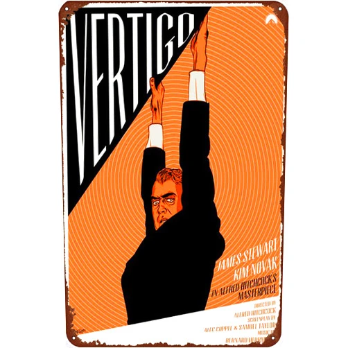 TINSAEGE Metal Tin Sign VERTIGO | Decorative Signs and Plaques for Your Home Bar, Club, or Wall Decor - 8 x 12 inches