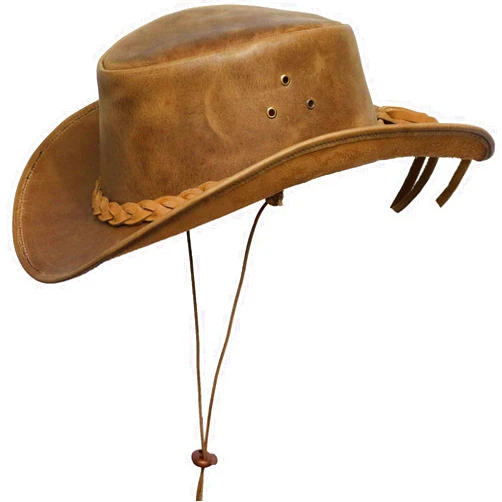 BRANDSLOCK Leather Cowboy Hat for Men Women Lightweight Handcrafted Western Shapeable Wide Brim Durable Cowgirl Outback Hat