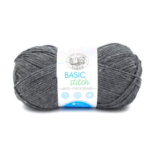 Lion Brand Yarn Basic Stitch A.M Yarn for Knitting and Crocheting, Charcoal, 1 Pack