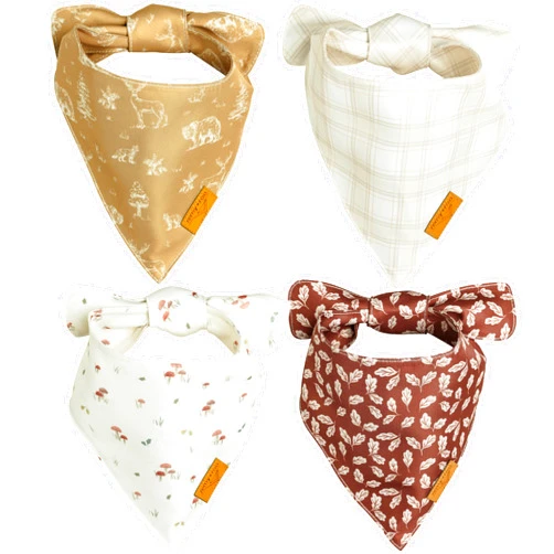 Remy+Roo Dog Bandanas - 4 Pack Marigold Set | Premium Durable Adjustable Polyester Fabric | Patented Shape Girl Dog Bandana| Pack of Bandanas for Dogs (Small)