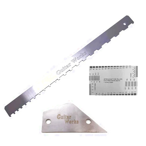 TUOREN 3 Pieces Guitar Luthier Tools Set Unilateral Notched Guitar Neck Straight Edge String Action Gauge Ruler String Height Gauge Fret Rocker Set Up Tool for Guitar Fretboard and Frets