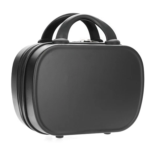 BSTKEY Portable Makeup Travel Case, Hard Shell Cosmetic Case Hand Luggage Bag Organizer, Mini ABS Carrying Suitcase with Elastic Band, Black