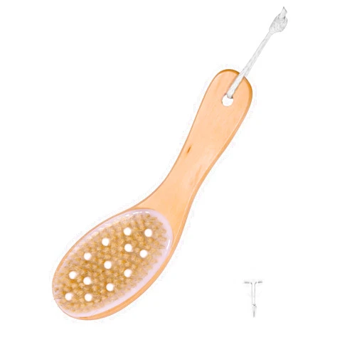 Calimuse Dry Brushing Body Brush, Exfoliating Body Brush with Natural Boar Bristles and Massage Beads for Lymphatic Drainage, Blood Circulation, Cellulite Treatment, and Smooth Skin